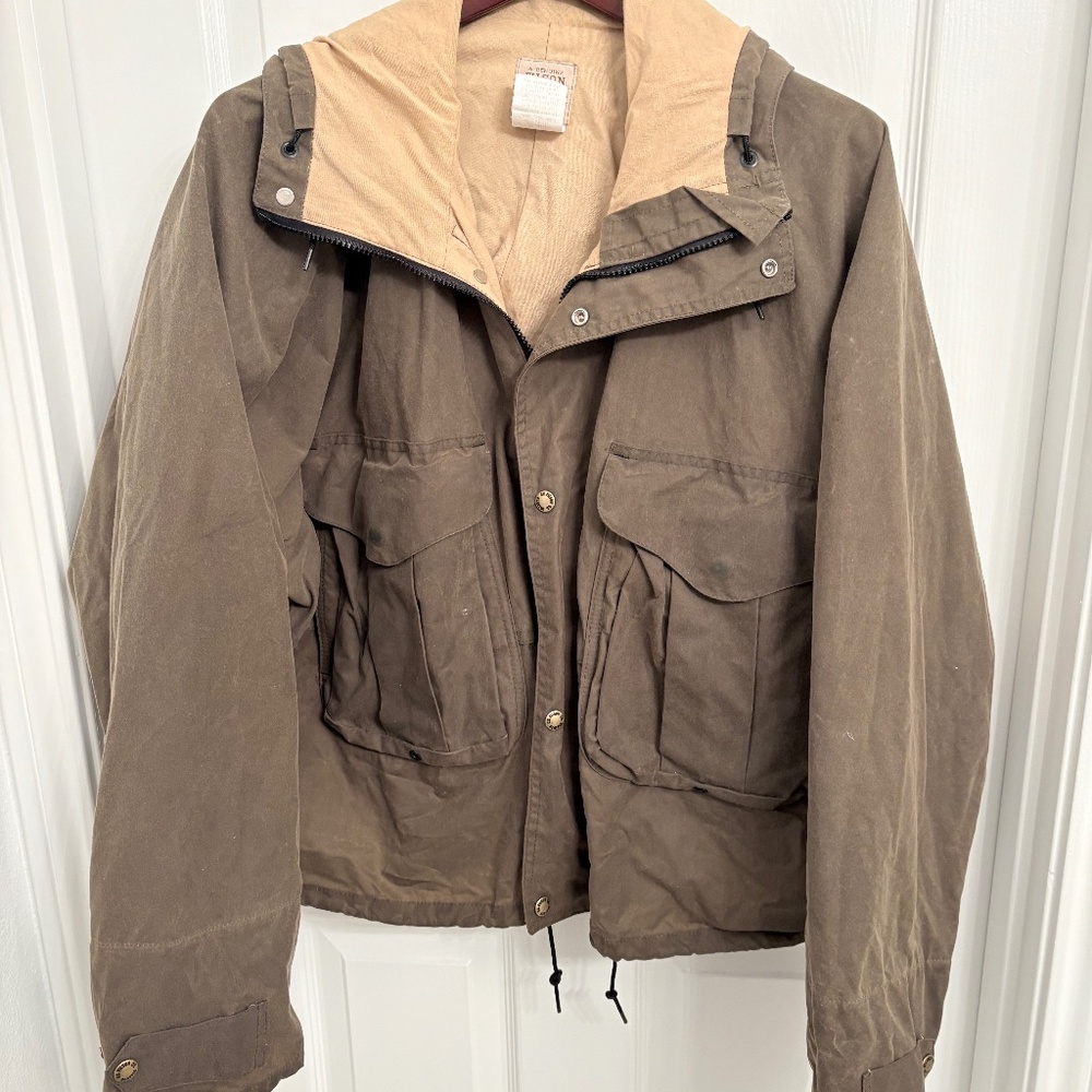 Vintage Filson Hooded Waxed Cloth Jacket Men Size XL